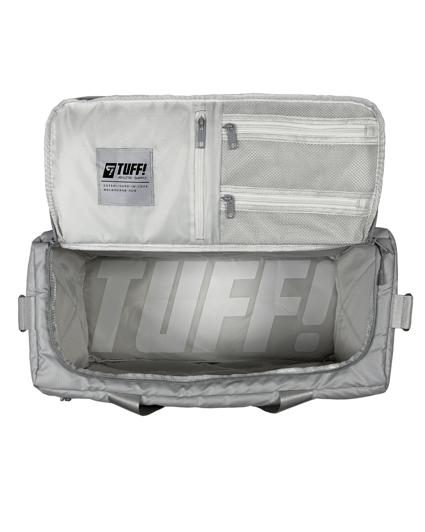 TUFF! TRAVEL DUFFLE BAG GREY WHITE